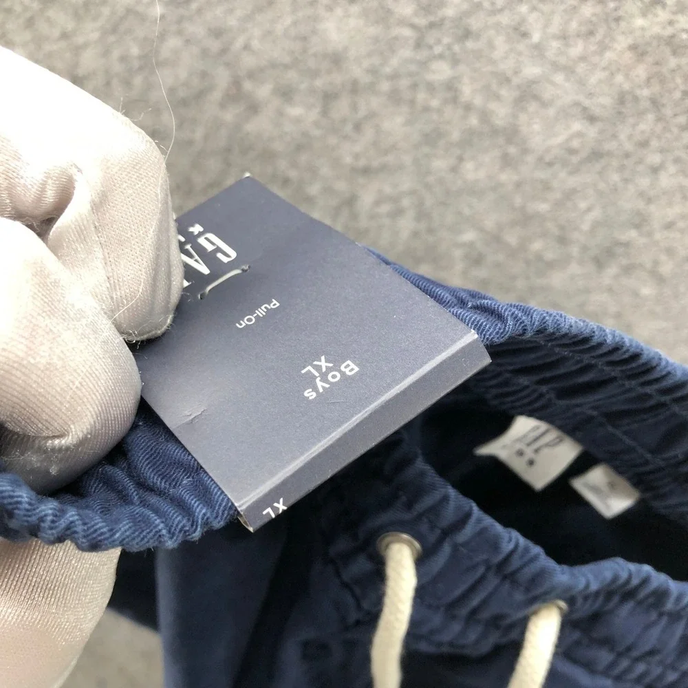 NWT Gap Boys XL (12) Pull On Chino Shorts‎ Drawstring Flat Front Navy Blue